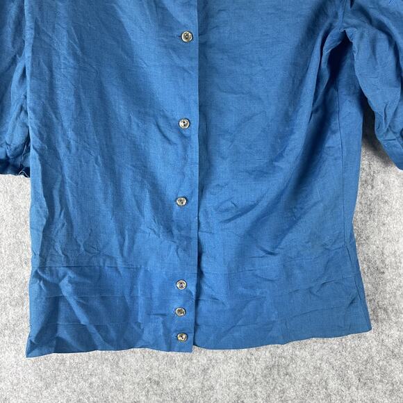 Vintage Bellino Paris Mode Top Womens 14 Blue Ramie Embroidered Beaded Applique - Picture 10 of 14